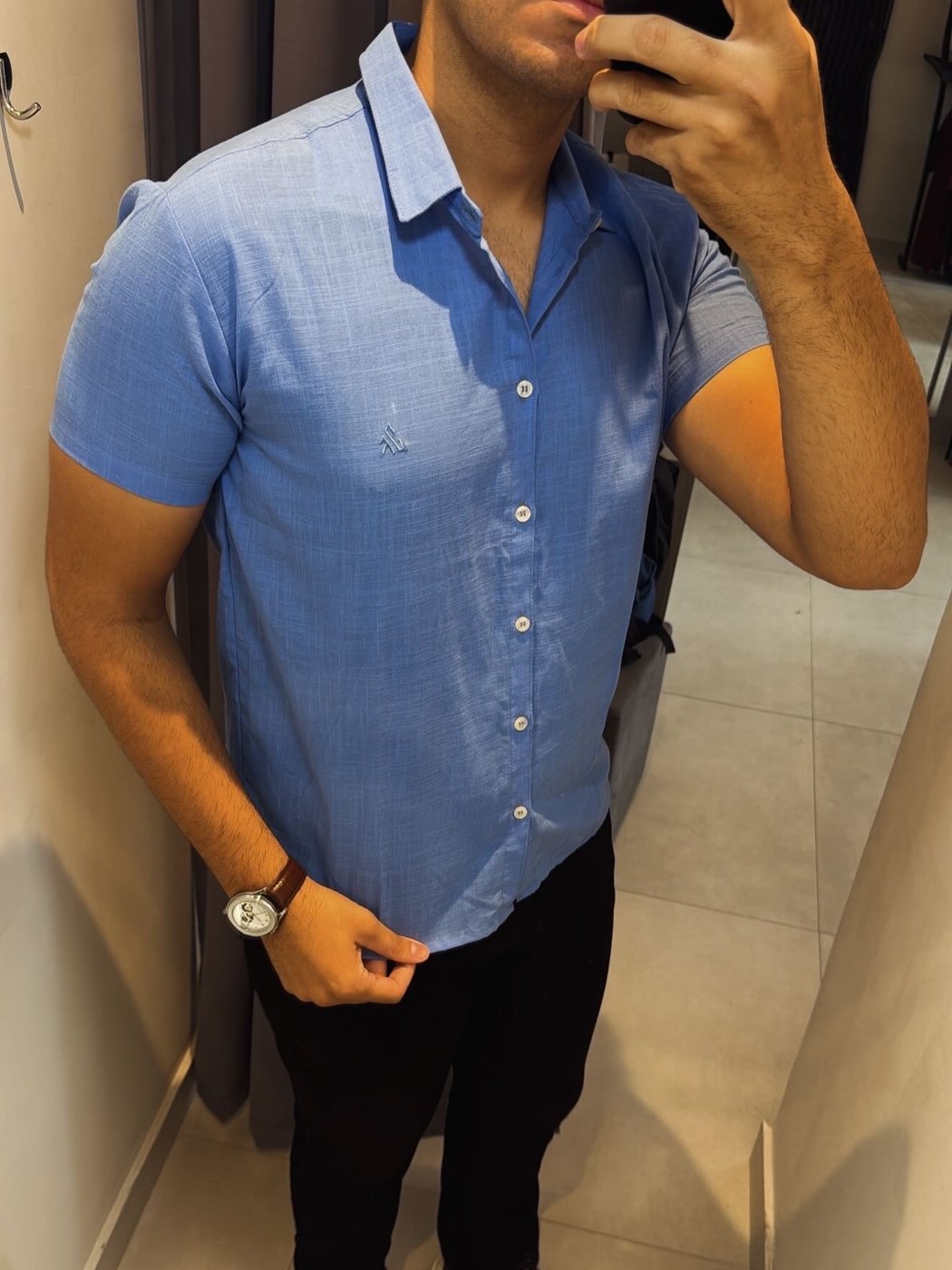 Camisa Azul Casual Slim